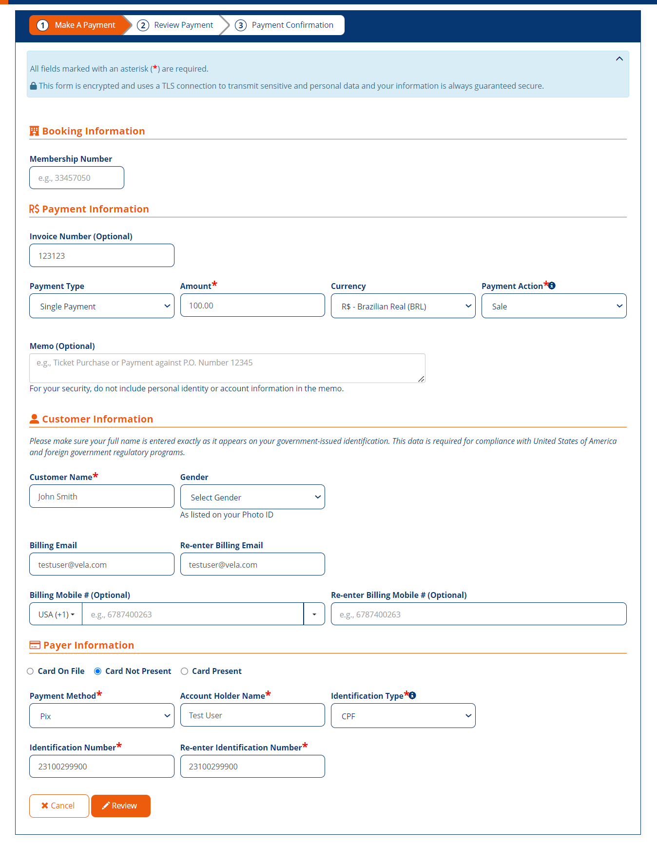 Make A Payment Screen